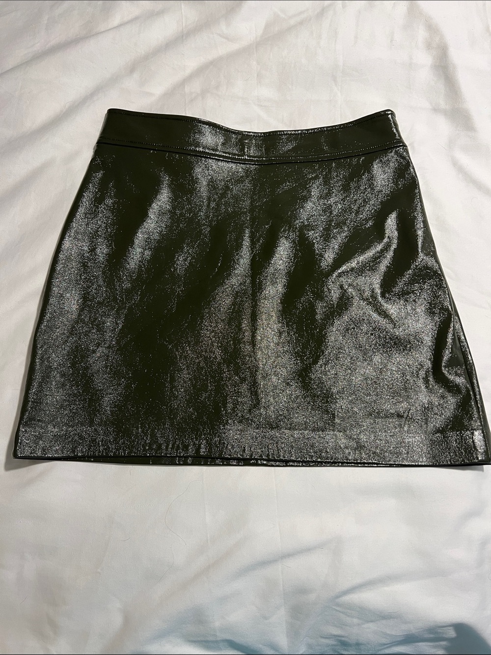Leith Dark Green Faux Leather Mini Skirt Size Medium